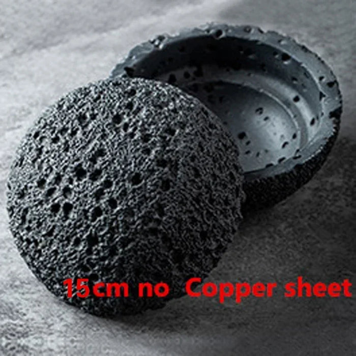 Volcanic Stone Round Smoked Bowl Set - Elegant Black Tableware Collection
