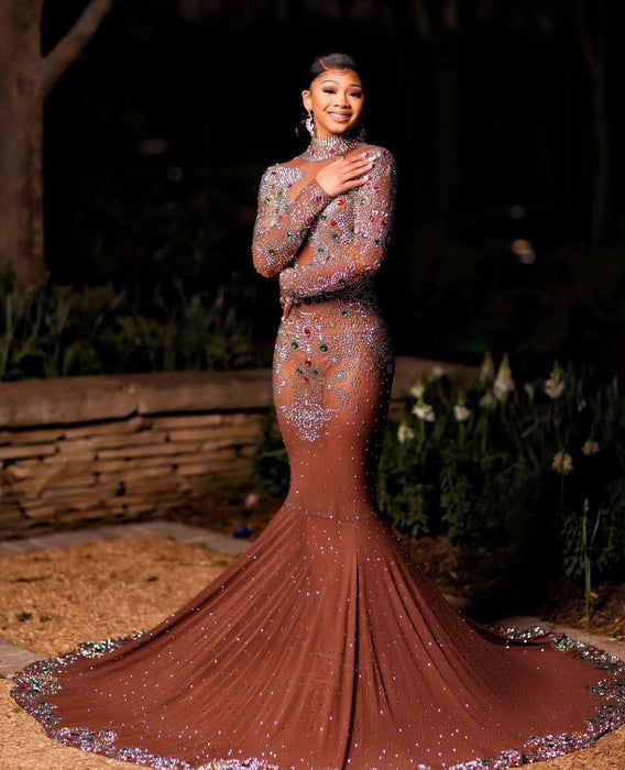 Glamorous Plus Size Rhinestone Mermaid Evening Dress for Women