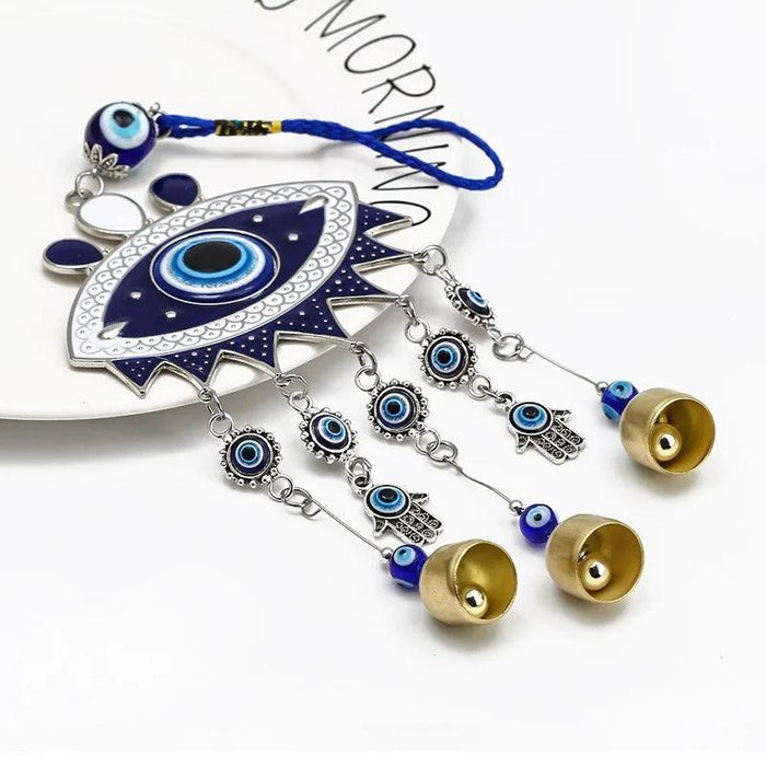 Turkish Blue Glass Evil Eye Wind Chime - Handmade Protective Home Decor