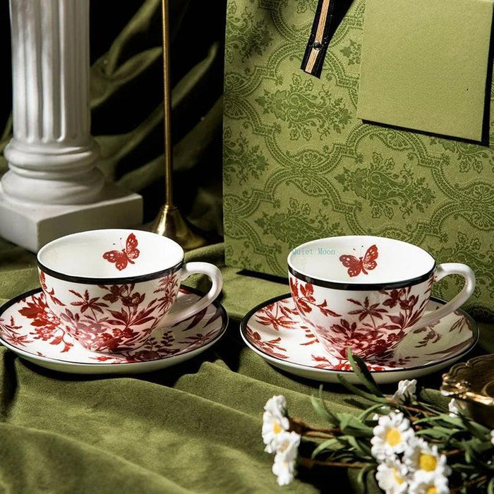 Vintage Floral Ceramic Tea Cup and Saucer Set - A Touch of Timeless Elegance for Every Occasion