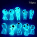 Luminous Kodama Elf Ornaments - 10Pcs Glow-in-the-Dark Miniature Figures for Fish Tank and Garden Decoration