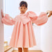 Charming Boutique Princess Dress for Girls with Elegant Bow and Puff Sleeves