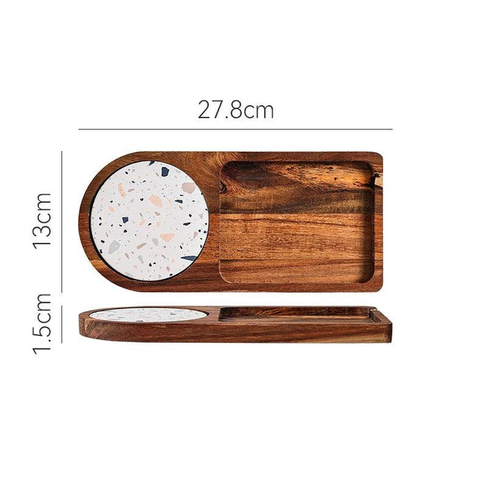 Charming Wooden Serving Tray for Elegant Tea and Snack Presentation