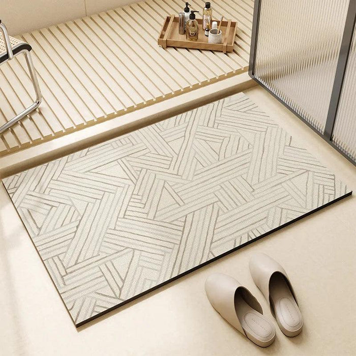 Elegant Diatomite Bath Mat Ensemble - Chic Water-Absorbing Toilet Set