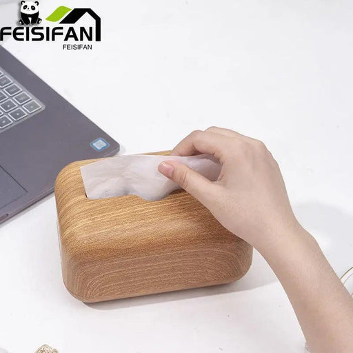 Elegant Walnut Tissue Holder for Modern Workspace Chic