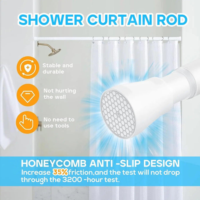 Adjustable 18' to 28' Stainless Steel Tension Shower Rod - No Drilling, Non-Slip, Rust-Free for Bathroom and Kitchen