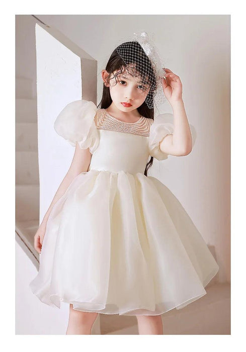 Charming Girls' Princess Ball Gown with Elegant Beading and Bow for Birthday Parties and Performances