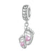 Eternal Bond: 925 Sterling Silver Baby Footprint Heart Charm Pendant