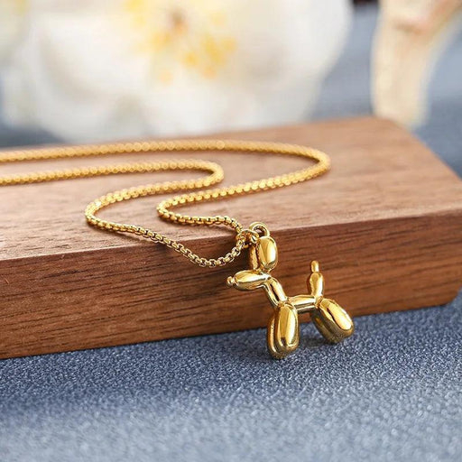 Playful Poodle Balloon Dog Pendant Necklace - Unique Clavicle Chain Jewelry Gift for Dog Enthusiasts