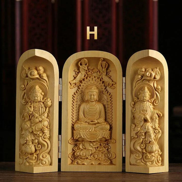 Exquisite Boxwood Carving of Thousand-Handed Guanyin with Elegant Packaging