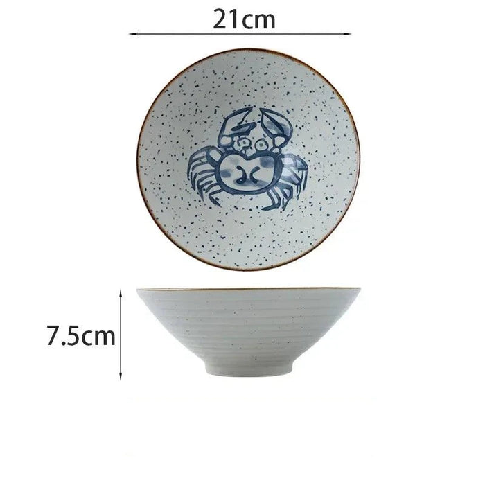 Elegant Horn-Shaped Japanese Ceramic Bowl for Ramen and Soups - 8 Inch