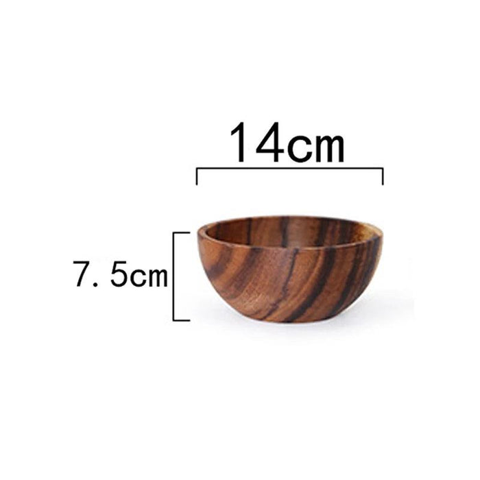 Artisanal Acacia Wood Serving Bowl - Japanese-Inspired Elegance for Culinary Delights