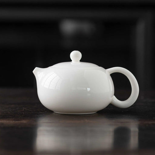 Elegant Sheep Fat Jade Porcelain Kung Fu Tea Set with Side Handle Filter - Xishi Pot