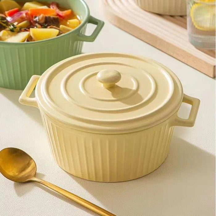 Elegant Heat-Insulating Ceramic Soup Bowl with Lid - Ideal for Ramen and Hearty Dishes