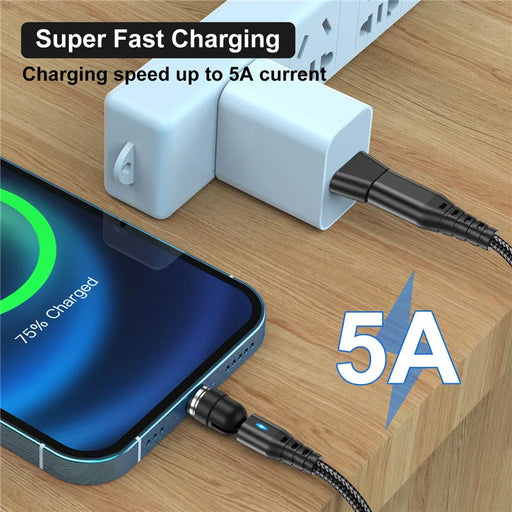 Magnetic 60W Fast Charging Cable with 540° Rotation for Effortless Use