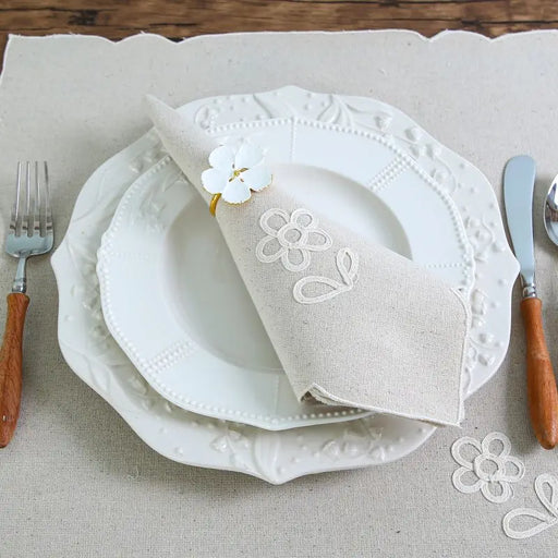 Handmade Floral Cotton Napkins - Set of 6 for Elegant Dining