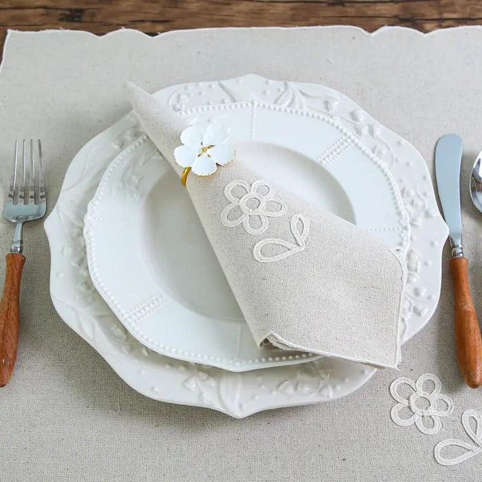 Elegant Floral Cotton Napkins - Set of 6 Handmade for Upscale Dining Experience