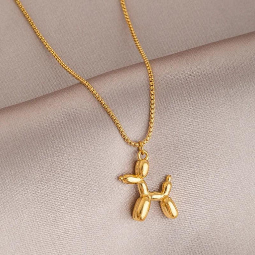 Playful Poodle Balloon Dog Pendant Necklace - Unique Clavicle Chain Jewelry Gift for Dog Enthusiasts