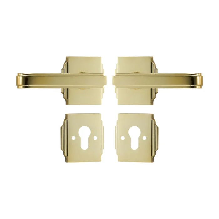 Sleek Brass Lever Door Handles Set for Bedroom and Bathroom