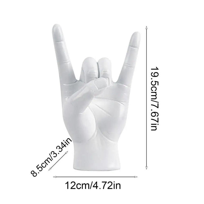 Rock and Roll Hand Gesture Sculpture for Dynamic Home Decoration