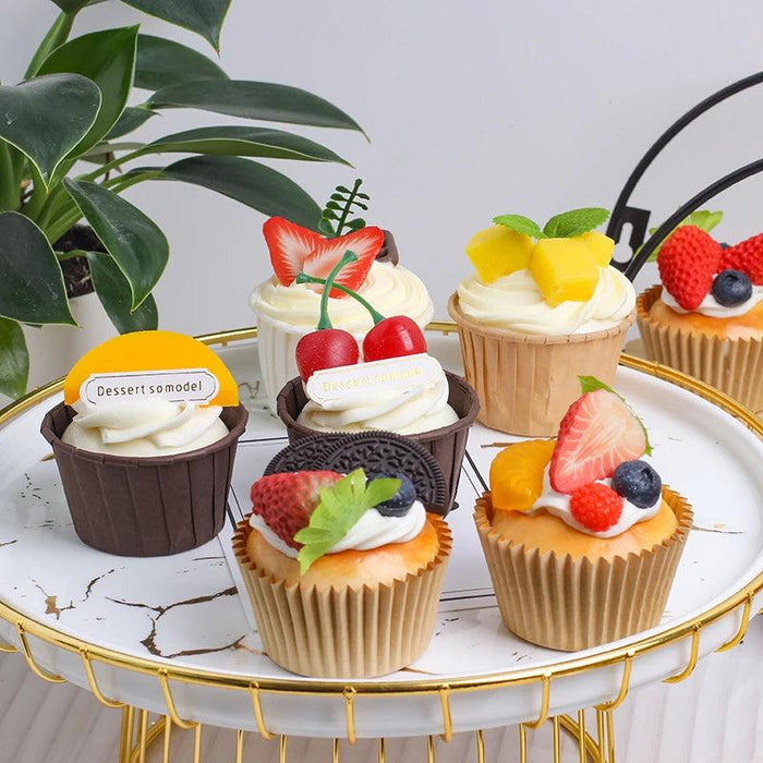 6 Piece Lifelike Cupcake Décor Set for Food Photography and Kid's Gifts - Ideal for Refrigerator Showcase