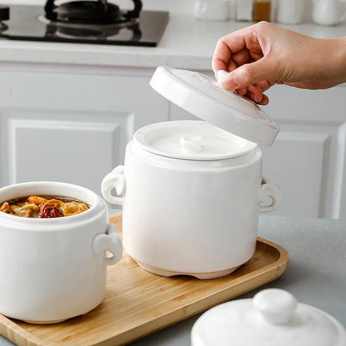 Innovative Double-Lid Ceramic Stew Pot for Flavorful Cooking and Easy Cleanup