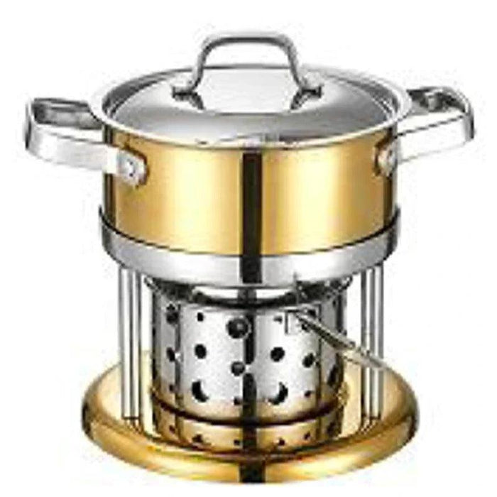 Solo Dining Stainless Steel Pot Set with Integrated Alcohol Burner