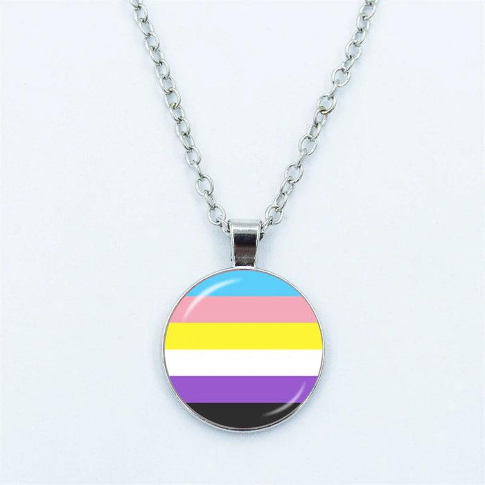 Vibrant Customizable Rainbow Glass Pendant Necklace for Love and Pride Celebration