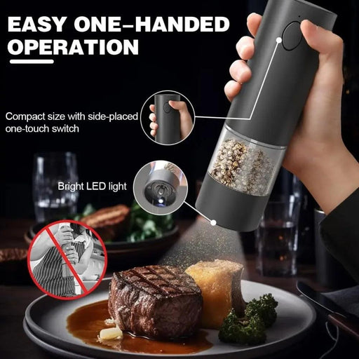 Stylish Rechargeable Electric Salt and Pepper Mill Set with Convenient Storage Base