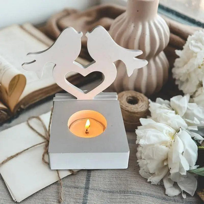 Heart and Bird Silicone Candle Holder Mold for Resin Casting – Versatile Square and Heart Shaped Designs