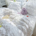 White Ruffled Seersucker Duvet Cover Set for Girls