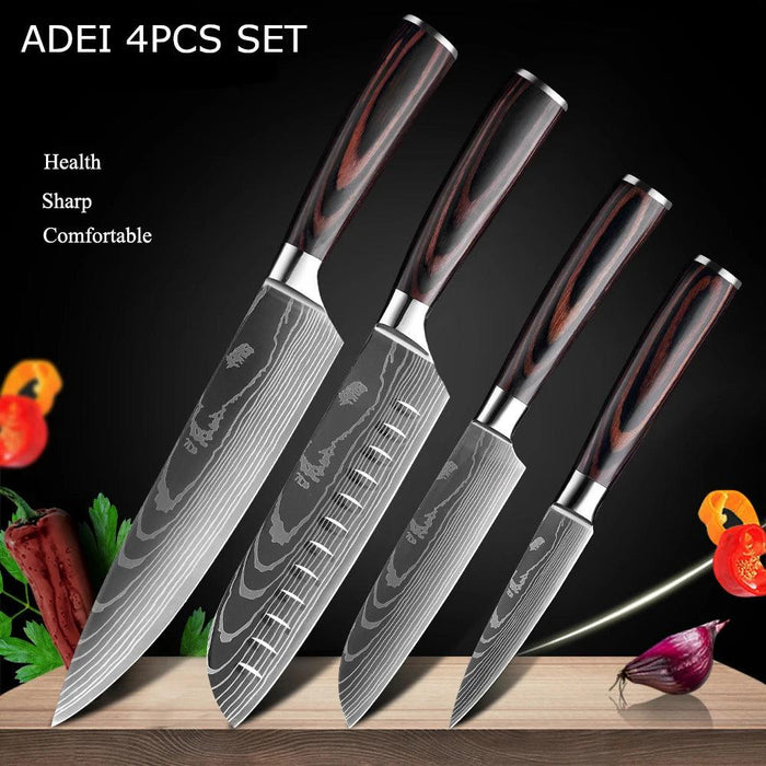 Exquisite Damascus Steel Chef Knife Collection - 1-10Pcs Japanese Santoku and Utility Knives for Culinary Excellence