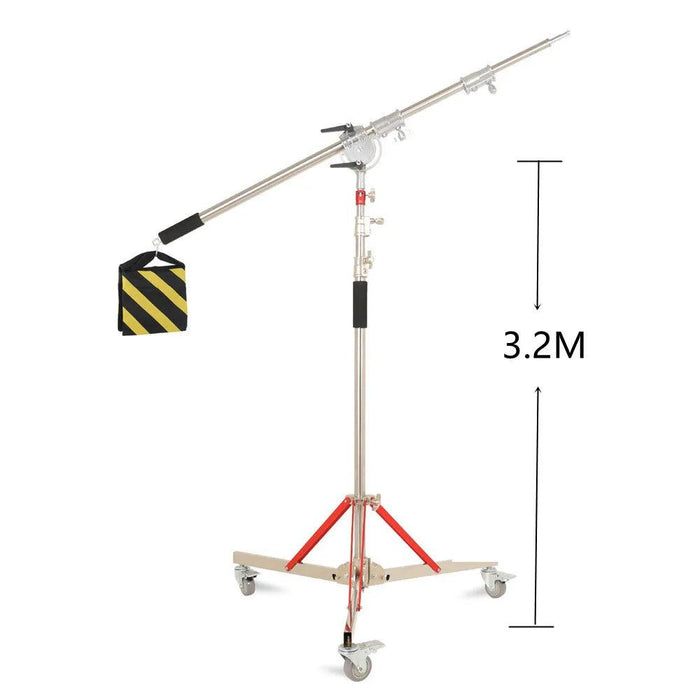 Heavy-Duty 2.49M Stainless Steel Boom Arm Light Stand Kit for Professional Photography