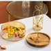 Chic Glass Fruit Serving Tray with Acacia Wood Lid - Ideal for Salads, Desserts, and Decorative Storage