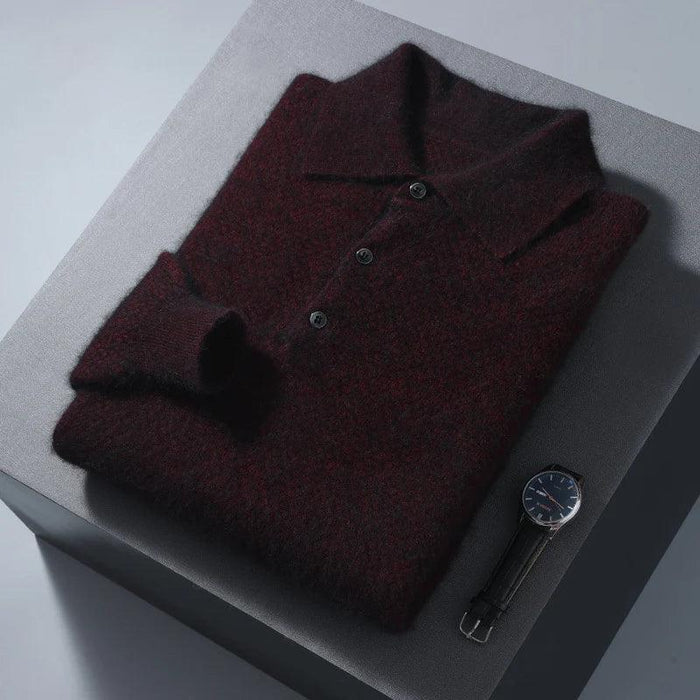 Men's Luxury 100% Mink Cashmere Polo Neck Knit Pullovers