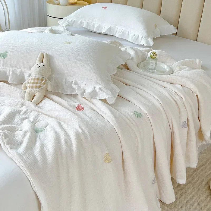 Luxury Summer Soybean Duvet Insert - Double-Layered Cotton Quilt with Elegant Embroidery