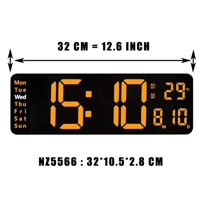 Oversized LED Digital Clock with Temperature, Calendar, and Dual Alarm Features for Modern Home and Office