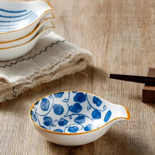 Set of 4 Charming Blue and White Porcelain Dipping Bowls for Sauces and Snacks