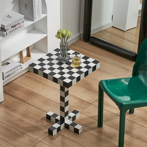 Chic Scandinavian Checkerboard Accent Table - Stylish Addition for Any Room