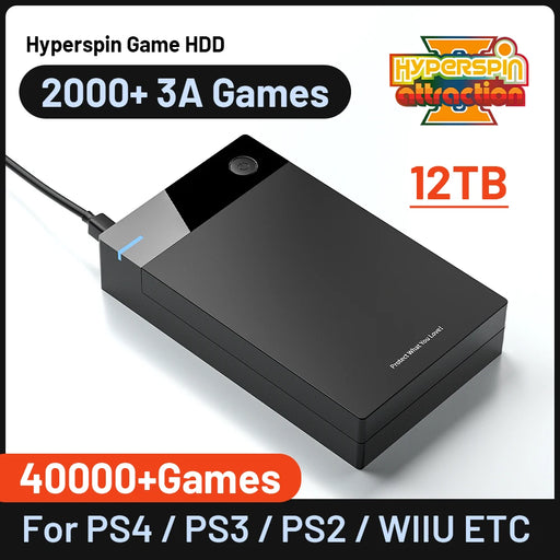 Ultimate Retro Gaming Collection: 12TB Hyperspin Gaming HDD with 40000+ Games - PS4/PS3/PS2/DC/SS/MAME/WII/WIIU Compatible