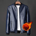 Men's Stylish Collarless Slim Fit Faux Leather Jacket - Trendy Korean Baseball Coat