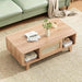 Stylish Rattan-Infused Wooden Coffee Table - Essential for Modern Living Spaces