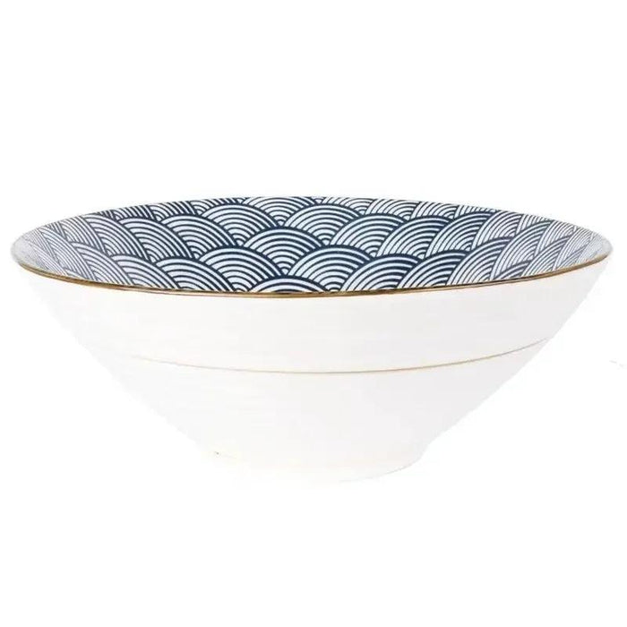 Elegant Horn-Shaped Japanese Ceramic Bowl for Ramen and Soups - 8 Inch