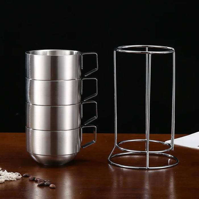 Elegant 6-Piece Set of Insulated Stainless Steel Tea Mugs for Home and Social Gatherings