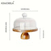 Chic Acacia Wood Elevated Cake Stand with Glass Dome - 1PC Dessert Display Plate