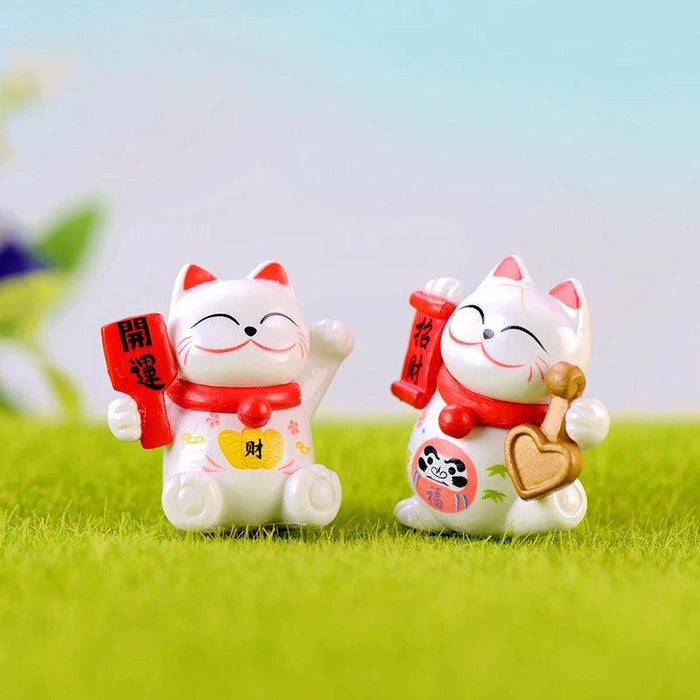 Charming Mini Maneki Neko Waving Cat Figurine - Good Luck Home Accent and Gift