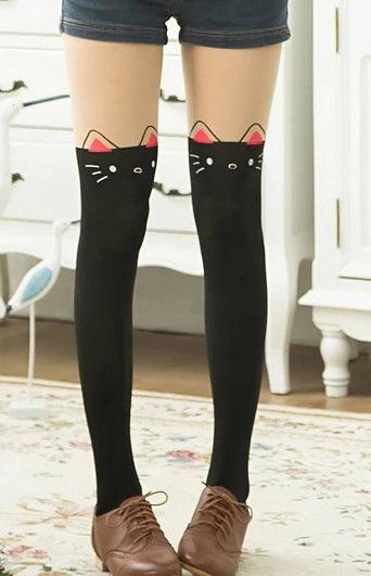 Adorable Kawaii Bear Print Tights for Kids - Cozy Pantyhose with Whimsical Knee Designs