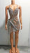 Glistening Sheer Mini Dress with Dazzling Rhinestone Fringes