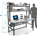 Modern White Office Desk with Hutch and 3-Tier Bookshelf for Stylish Workspace Efficiency