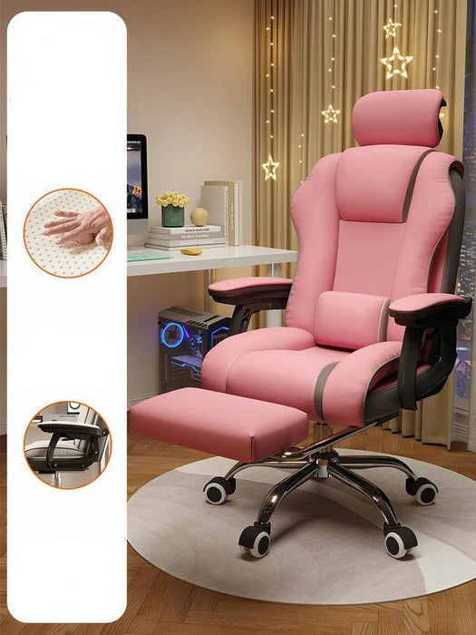 Pink Gaming Throne with Rolling Massage - Elevate Your Workspace!